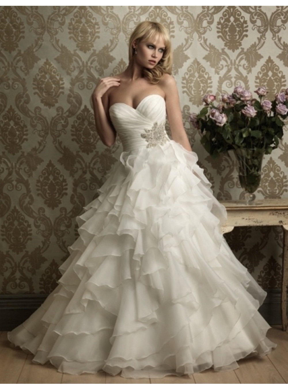 Allure Bridals White Sweetheart Ruffled Ball Gown style 8862 Sz12